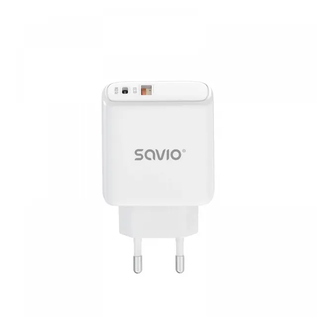 Ładowarka sieciowa Savio LA-06 USB Quick Charge Power Delivery 3.0 30W, 1xUSB Type C, 1xUSB, biała