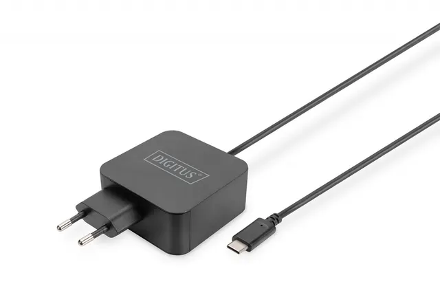 Ładowarka sieciowa DIGITUS zasilacz 1x USB-C PD 3.0 max. 65W zintegrowany kabel 1,2m czarna