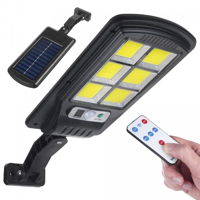 Lampa uliczna solarna LED Maclean MCE446 z czujnikiem ruchu i pilotem IP54, 4W, 400lm, 6500K, Li-ion 1200 mAh, 3 tryby pracy
