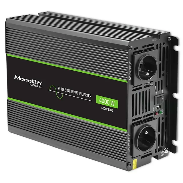 Przetwornica napięcia Qoltec Monolith, 2000W, 4000W, 12V na 230V, Czysty Sinus