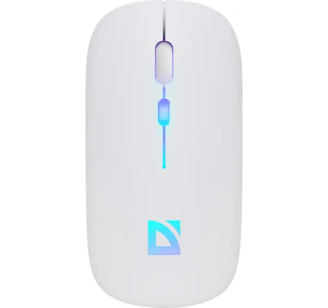 Mysz bezprzewodowa Defender TOUCH MM-997 optyczna 1600dpi 2.4 GHz + Bluetooth biała RGB AKUMULATOR bezklikowa silent