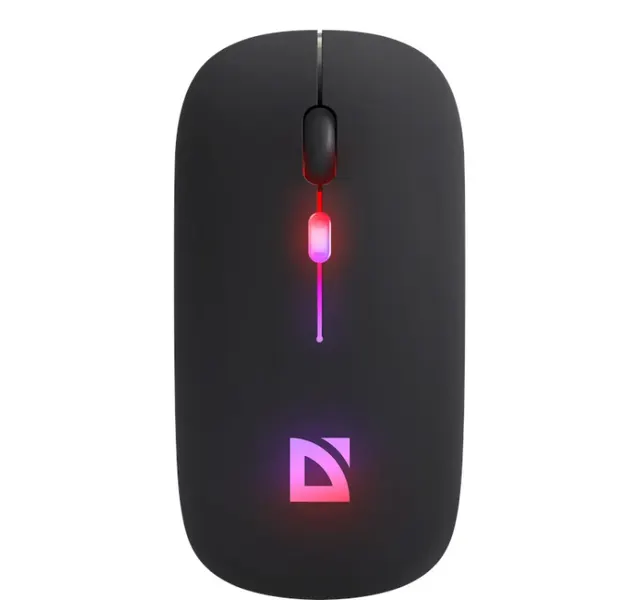 Mysz bezprzewodowa Defender TOUCH MM-997 optyczna 1600dpi 2.4 GHz + Bluetooth czarna RGB AKUMULATOR bezklikowa silent