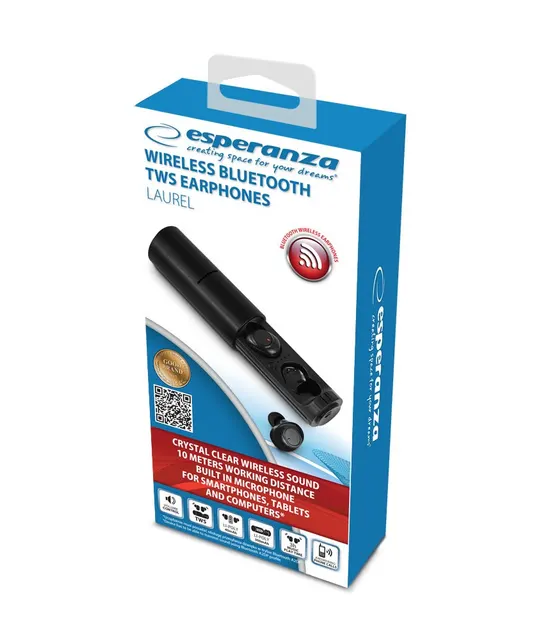 Słuchawki z mikrofonem Esperanza TWS LAUREL EH227K bluetooth douszne