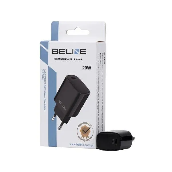 Ładowarka sieciowa Beline 20W 1xUSB-C PD 3.0 bez kabla - czarna