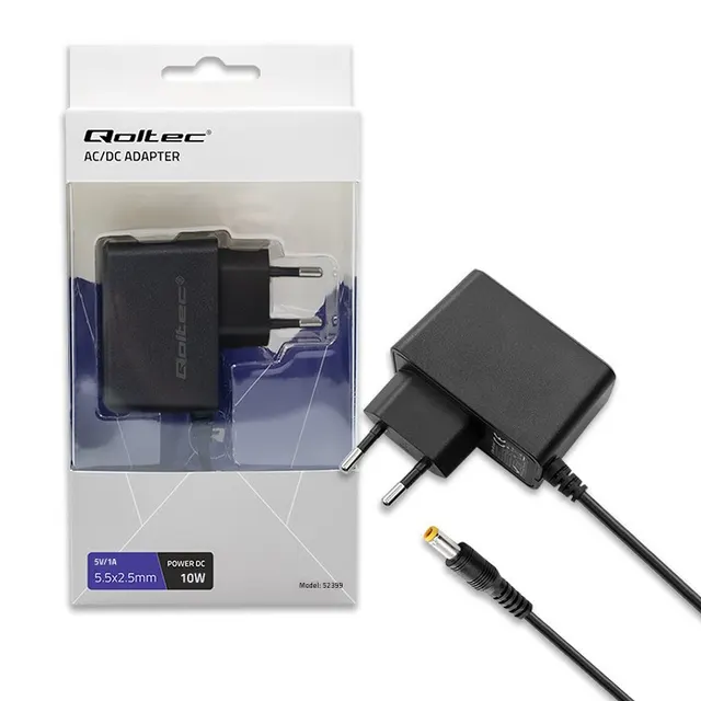 Zasilacz sieciowy Qoltec wtyczkowy 10W, 5V, 2A, 5.5*2.5
