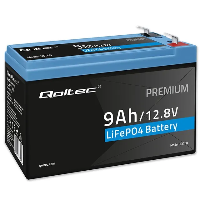 Akumulator LiFePO4 Qoltec Litowo-Żelazowo-Fosforanowy, 12.8V, 9Ah, 115.2Wh, BMS