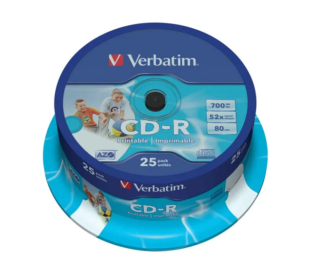 Płyty CD-R Verbatim 52x 700MB (Cake 25) WIDE PRINTABLE