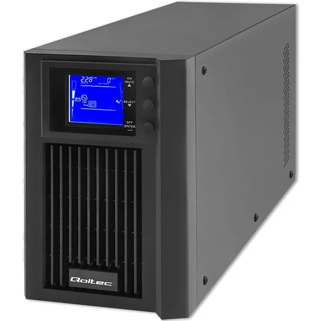 Zasilacz awaryjny UPS Qoltec On-line, Pure Sine Wave, 2kVA, 1.6kW, LCD, USB