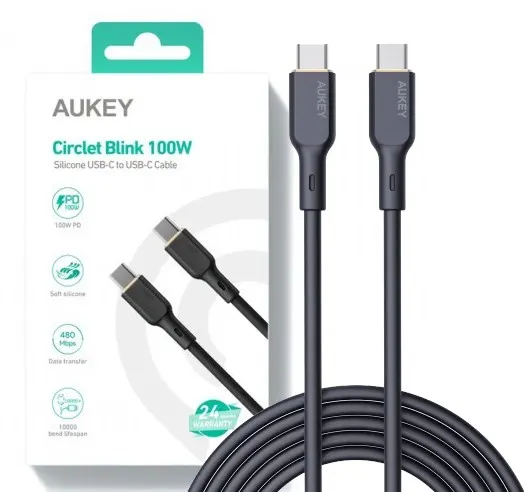 CB-SCC101 kabel USB-C - USB-C 1m 100W PD 5A 20V silikonowy czarny