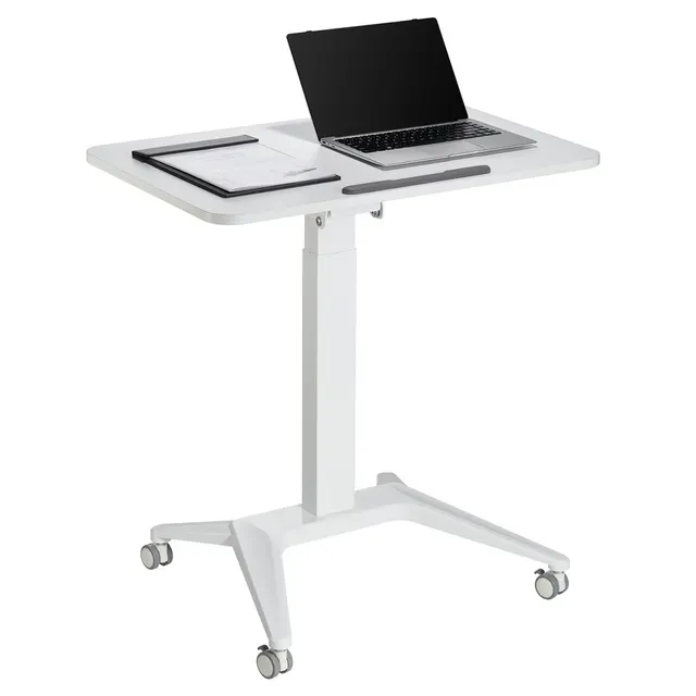 Biurko stolik mobilny na laptop Maclean MC-453W białe pneumatyczna regulacja wysokości 80x52cm 8kg max 109cm wys.