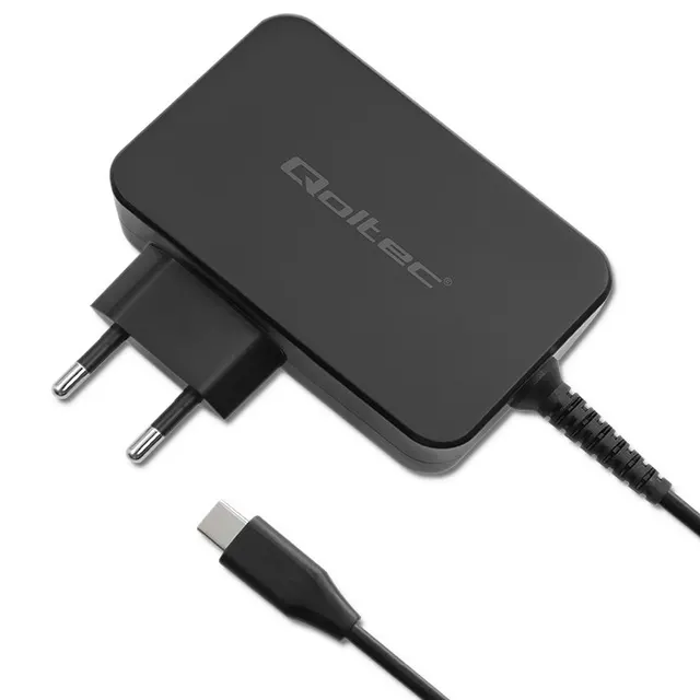 Ładowarka sieciowa Qoltec GaN POWER PRO, 1xUSB-C, 100W, 5-20V, 3-5A, Czarna