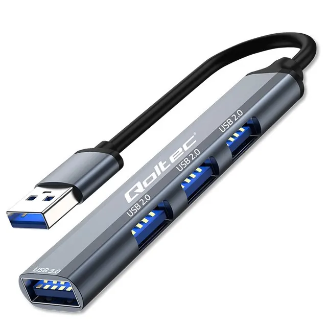Hub Qoltec adapter USB 3.0 4w1, USB 3.0, 3x USB 2.0