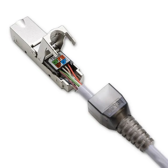 Wtyk QOLTEC RJ45 beznarzędziowy STP, CAT6, JACK PIN, T568B, T568A