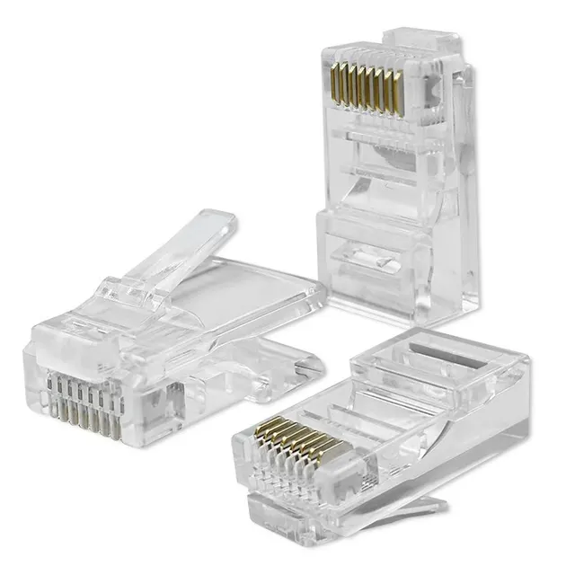 Wtyk QOLTEC przelotowy złącze RJ45, CAT6, UTP, Pass Through, Poizłacane styki, 100 sztuk