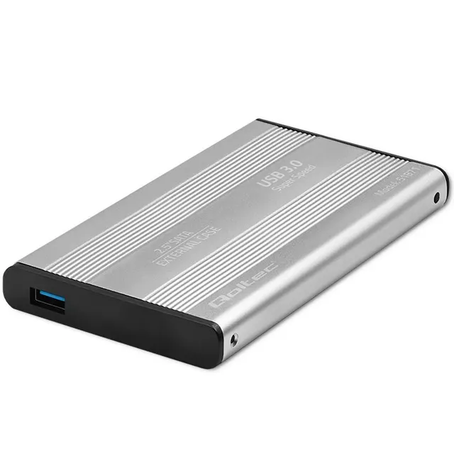 Obudowa/kieszeń Qoltec do dysków HDD SSD 2.5" SATA3, USB 3.0, Srebrny