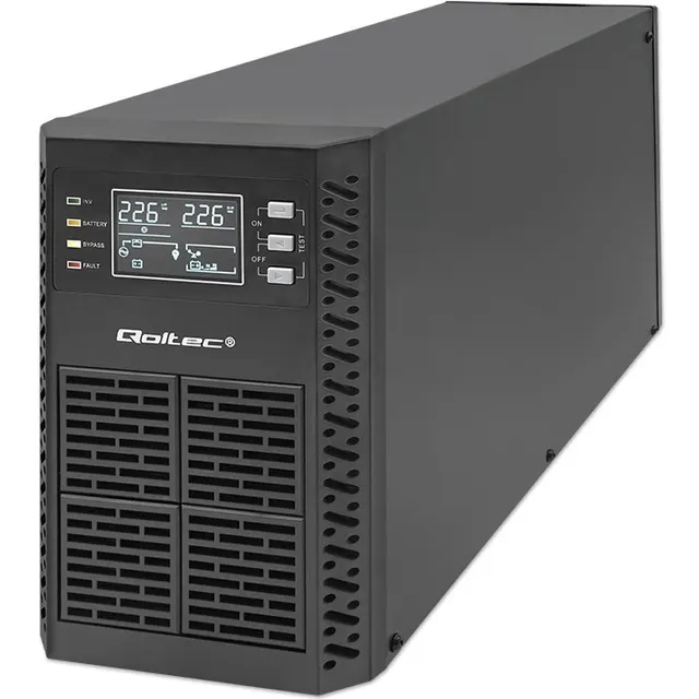Zasilacz awaryjny UPS Qoltec 2kVA, 2000W, Power Factor 1.0, LCD, EPO, USB, On-line