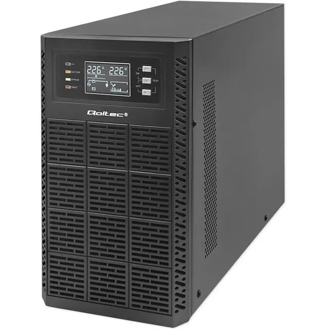 Zasilacz awaryjny UPS Qoltec 3kVA, 3000W, Power Factor 1.0, LCD, EPO, USB, On-line