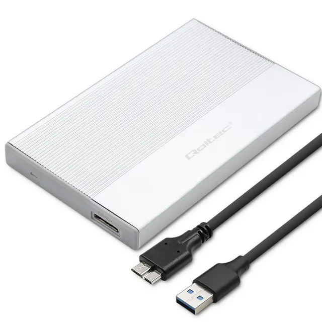 Obudowa/kieszeń Qoltec na dysk SSD HDD 2.5", SATA, USB 3.0, Super speed 5Gb/s, 2TB, Srebrny