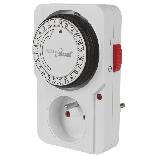 Włącznik czasowy timer mechaniczny GreenBlue GB360 E, 48 programów, max. obciążenie 16A, IP20