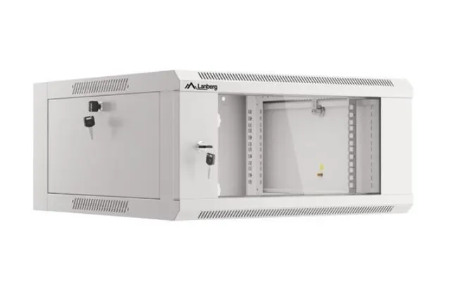 Szafa instalacyjna Lanberg rack wisząca 19" 4U 600 drzwi szklane szara (złożona)