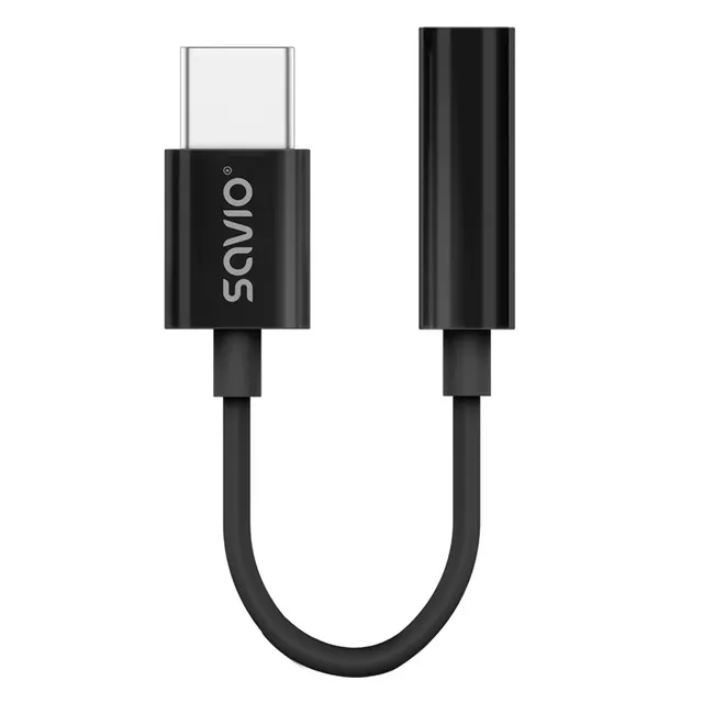 Kabel adapter audio Savio AK-74 USB-C Jack 3,5mm czarny