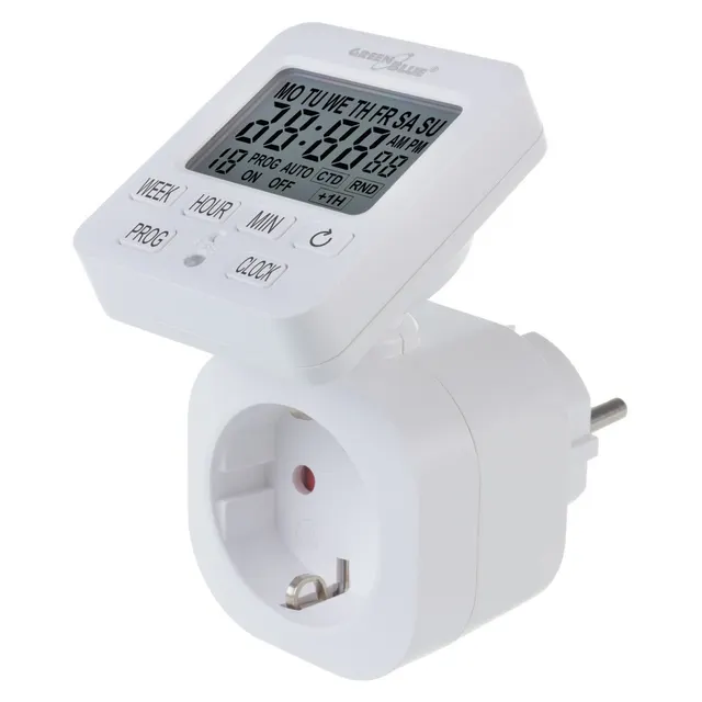 Włącznik czasowy - timer cyfrowy GreenBlue, max. obciążenie 16A, IP20, GB605 E
