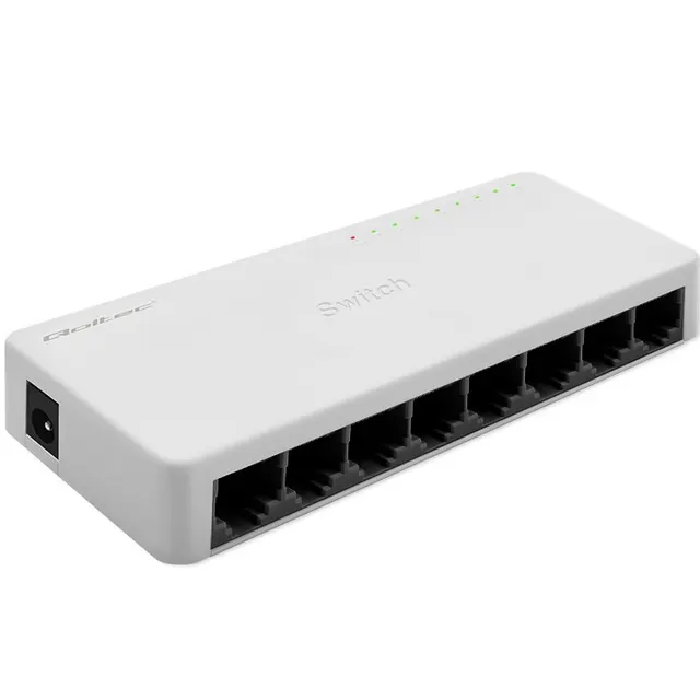 Switch niezarządzalny Qoltec przełącznik sieciowy 8 x port RJ45, 100Mbps, Fast Ehernet, LAN