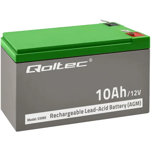 Akumulator AGM Qoltec 12V, 10Ah, Bezobsługowy, do UPS