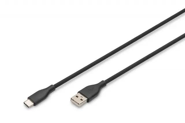 Kabel zasilający DIGITUS silikonowy USB-A - USB-C, USB 2.0 60W, 0,5m czarny