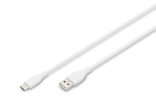 Kabel zasilający DIGITUS silikonowy USB-A - USB-C, USB 2.0 60W, 2m biały