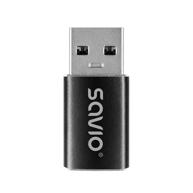 Adapter USB-C 3.1 (F) Savio AK-81 USB-A 3.1 (M), Czarny