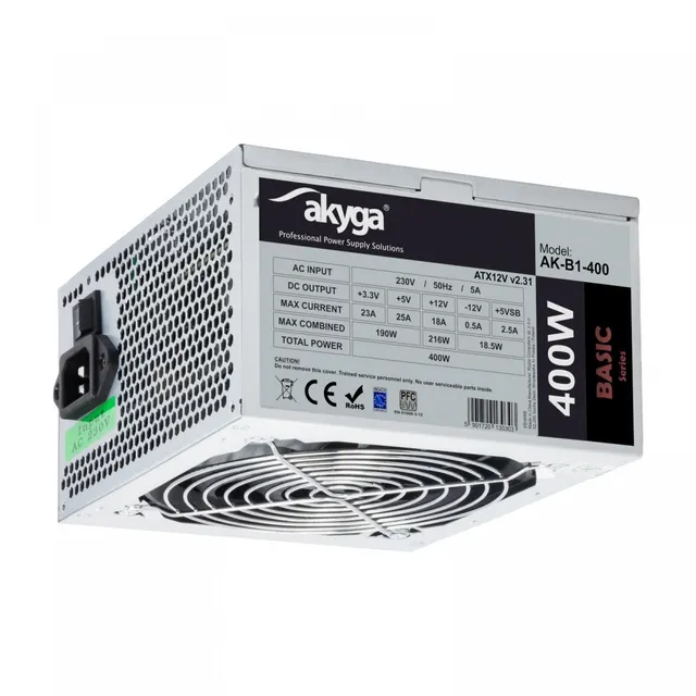 Zasilacz ATX 400W Akyga Basic AK-B1-400 Fan12cm P4 3xSATA