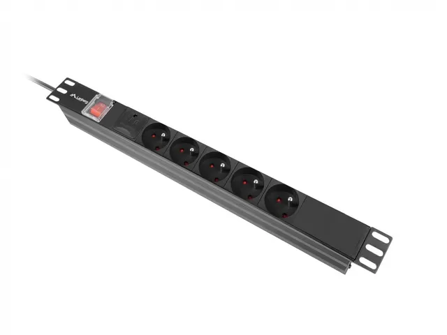 Listwa zasilająca Rack PDU 19" Lanberg 1U 10A 5x 230V PL 2m C14 Czarna
