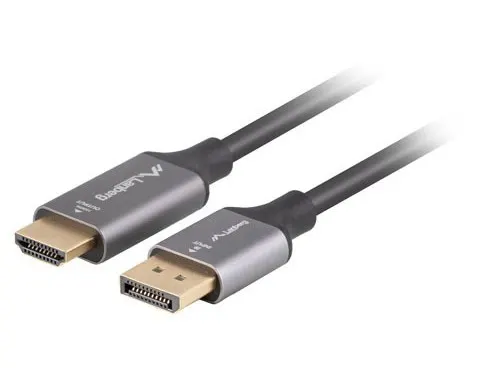 Kabel adapter Lanberg Displayport (M) -> HDMI (M) 1,8M 4K czarno-srebrny