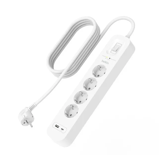 Listwa zasilająca SurgePlus 4x schuko 1xUSB-A 1xUSB-C 525J 2m