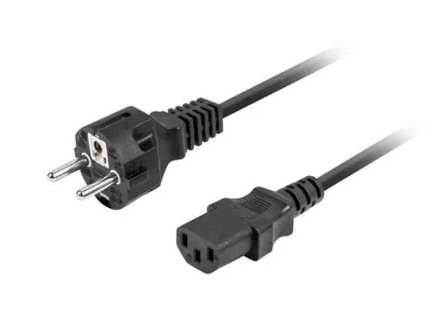Kabel zasilający Lanberg CEE 7/7 -> IEC 320 C13 2m VDE czarny prosty