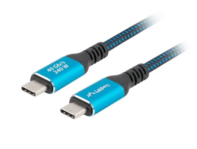 Kabel Lanberg USB-C M/M USB4 1m 240W 8K 60Hz czarno-niebieski