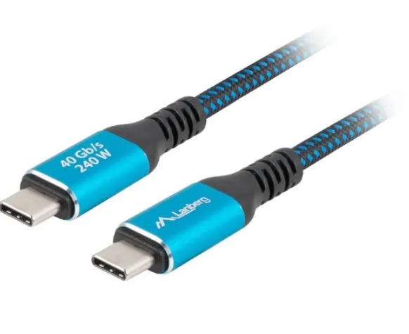 Kabel Lanberg USB-C M/M USB4 1,5m 240W 8K 60Hz czarno-niebieski