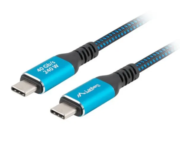 Kabel Lanberg USB-C M/M USB4 2m 240W 8K 60Hz czarno-niebieski