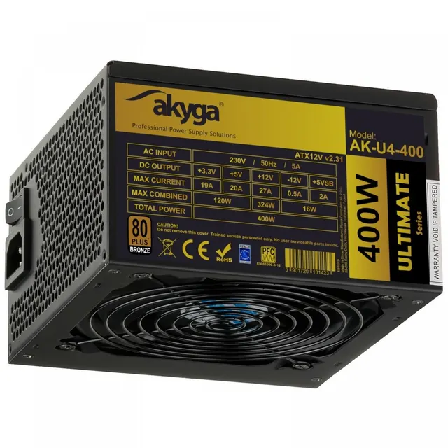 Zasilacz ATX 400W Akyga Ultimate AK-U4-400 80+ Bronze Fan12cm P8 6xSATA 2xPCI-E