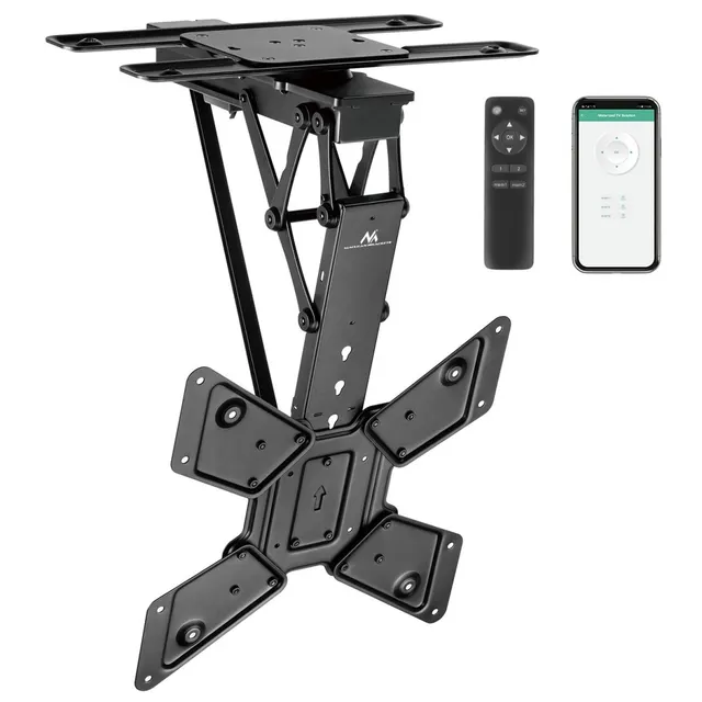 Uchwyt do TV elektryczny sufitowy Maclean MC-491, obsługa TUYA, max VESA 600x400, obrót 90st. pilot, 23"-65", 30kg