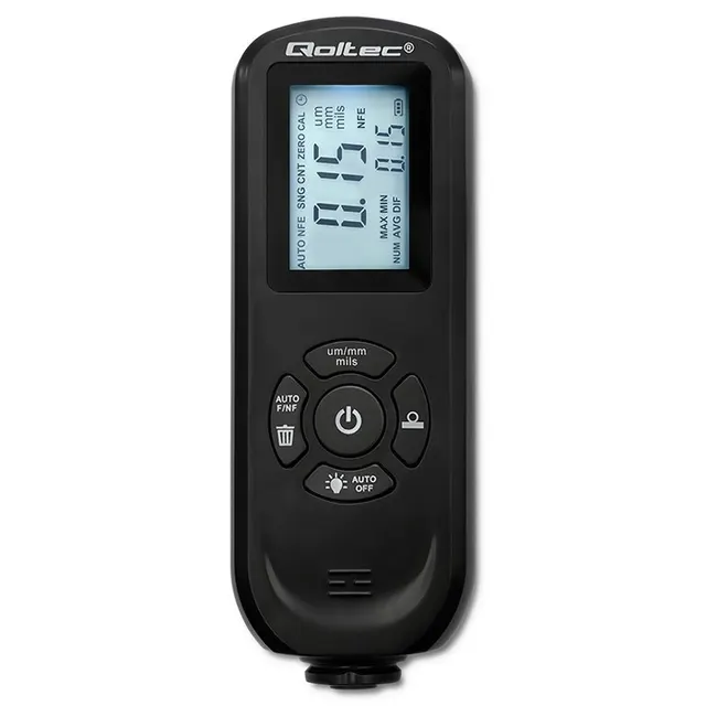 Miernik grubości lakieru Qoltec z podświetlanym bocznym wyświetlaczem LCD, 0 ~ 2000um