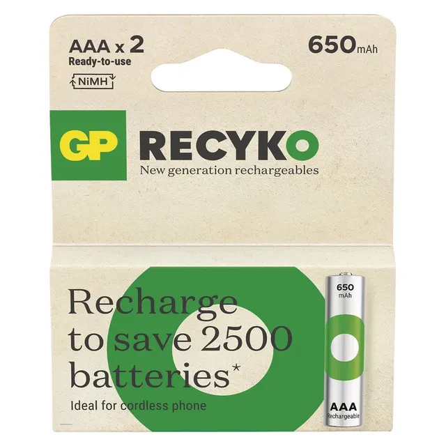 Akumulatorki AAA/R03 GP ReCyko Ni-MH 650mAh - 2 sztuki