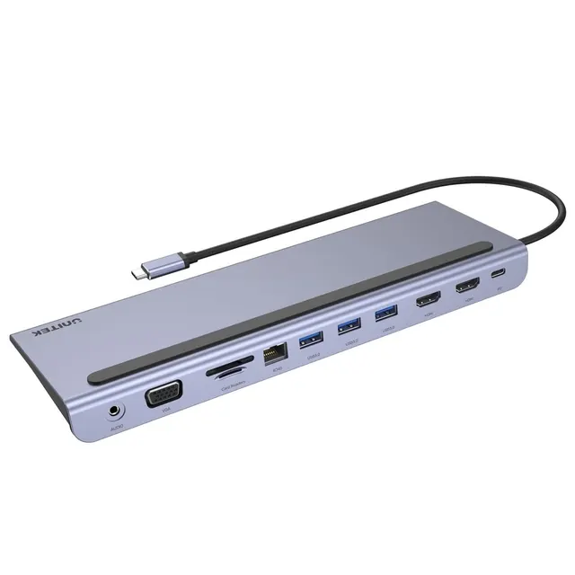 Hub USB-C Unitek D1022B 11 w 1, USB-C, RJ45, MST, 100W PD