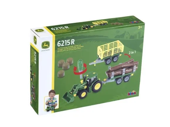 Traktor John Deere do skręcania z 2 przyczepami