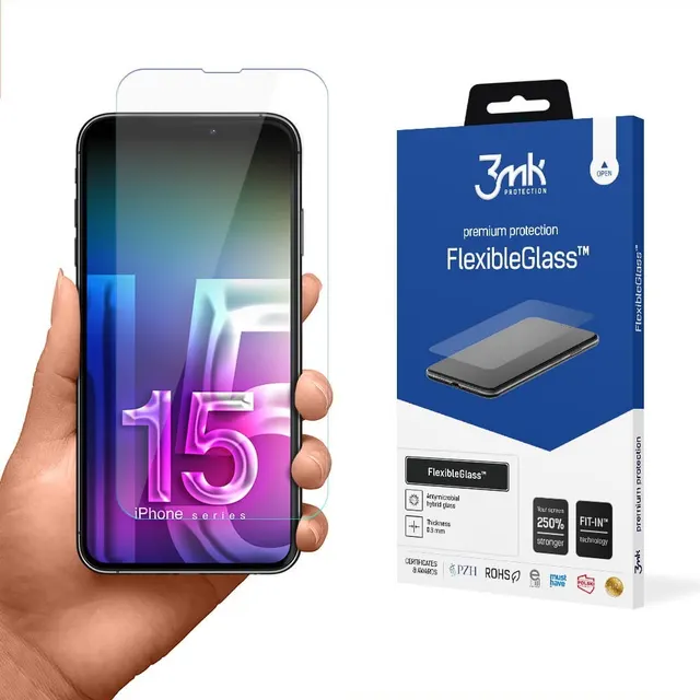 Szkło nietłukące się do Apple iPhone 15 - 3mk FlexibleGlass
