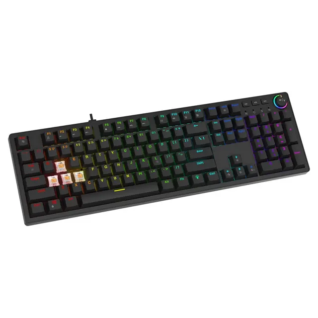 Klawiatura przewodowa SAVIO STYX Outemu Peach Silent mechaniczna Hot Swap RGB
