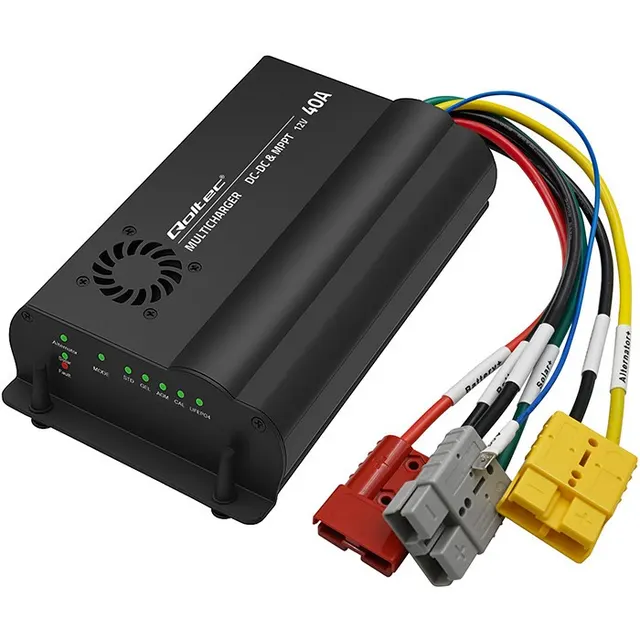 Ładowarka DC-DC Qoltec 12V z regulatorem MPPT, 40A, LiFePO4 AGM GEL STD