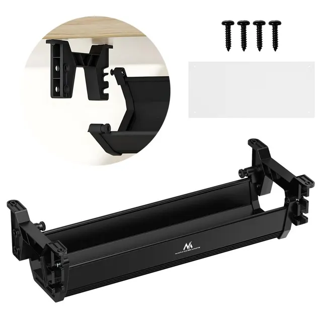 Organizer podbiurkowy na kable/ przedłużacz Maclean MC-106 B, max. obciążenie 5kg, czarny