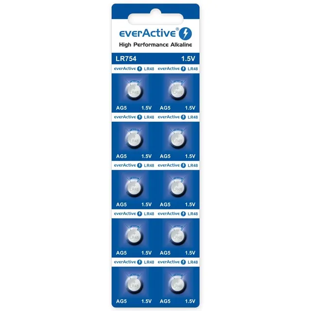 Bateria alkaliczna mini everActive AG5 G5 LR754 LR48 - blister 10 sztuk